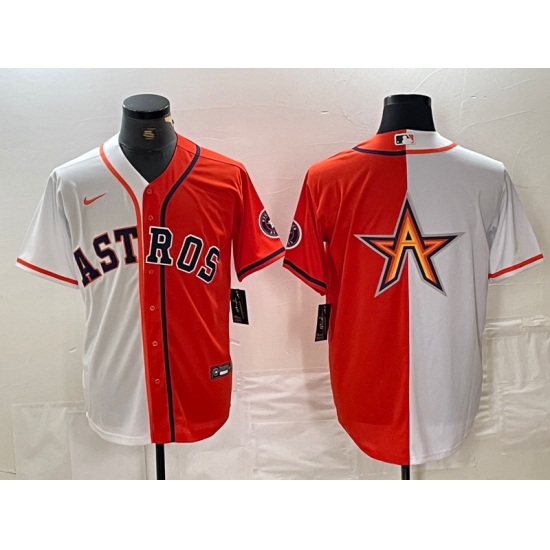 Men's Houston Astros Blank Orange White Split Stitched Baseball Jerseys - Ujersey