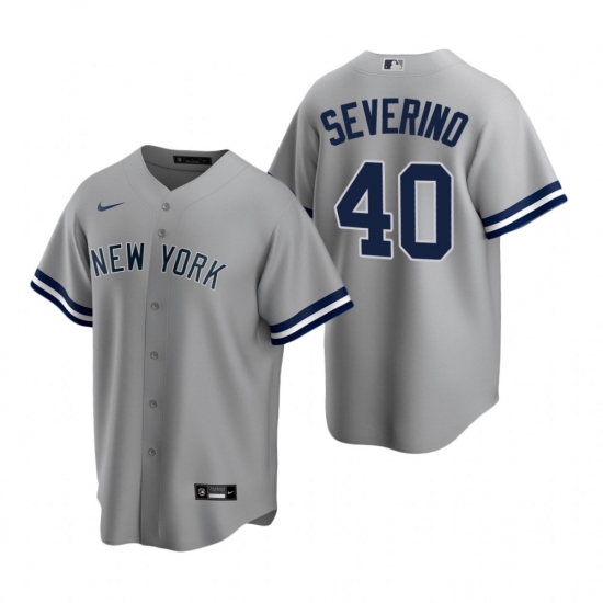 Men's Nike New York Yankees #40 Luis Severino Gray Road Stitched Baseball Jersey - Ujersey