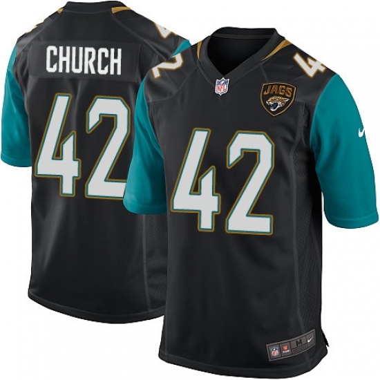 Men's Nike Jacksonville Jaguars #42 Barry Church Game Black Alternate NFL Jersey - Ujersey