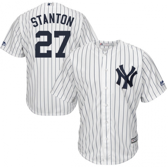Men's Majestic New York Yankees #27 Giancarlo Stanton Replica White Home MLB Jersey - Ujersey