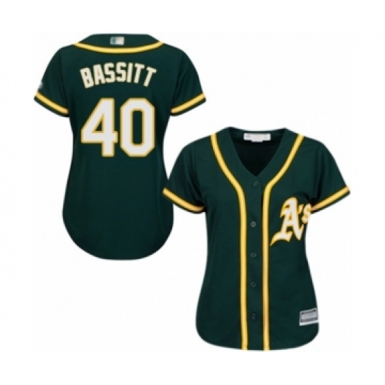 Women's Oakland Athletics #40 Chris Bassitt Authentic Green Alternate 1 Cool Base Baseball Player Jersey - Ujersey
