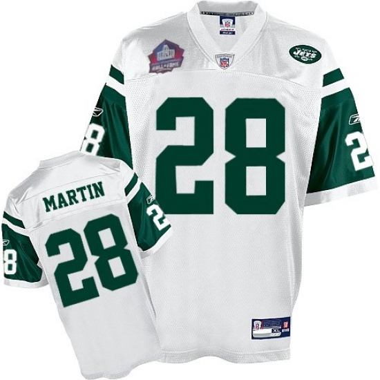 Reebok New York Jets #28 Curtis Martin White Hall of Fame 2012 Authentic Throwback NFL Jersey - Ujersey