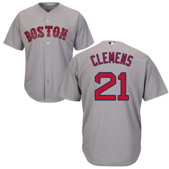 Youth Majestic Boston Red Sox #21 Roger Clemens Replica Grey Road Cool Base MLB Jersey - Ujersey