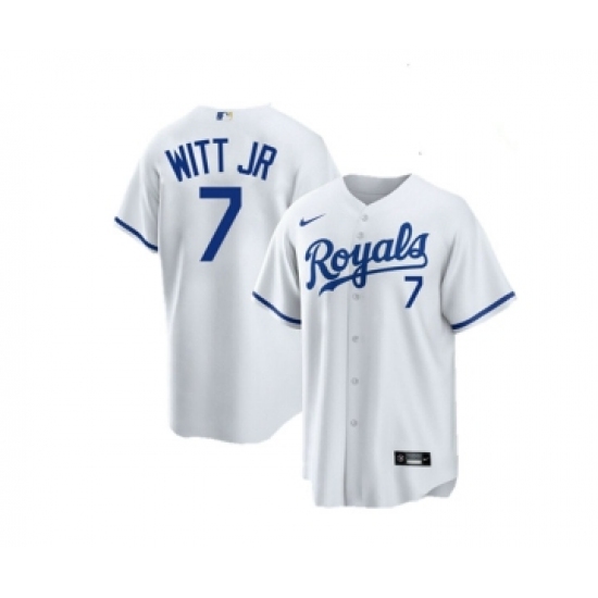 Men's Kansas City Royals #7 Bobby Witt Jr. White Cool Base Stitched Jersey - Ujersey