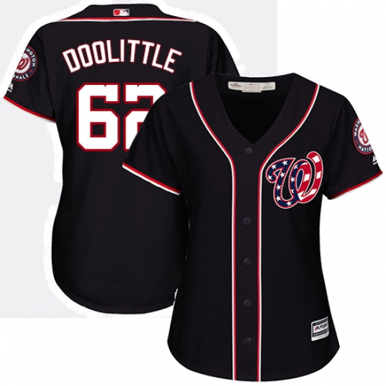 Women's Majestic Washington Nationals #62 Sean Doolittle Authentic Navy Blue Alternate 2 Cool Base MLB Jersey - Ujersey