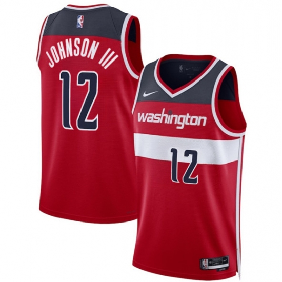 Men's Washington Wizards #12 Tre Johnson III Red 2025 Draft Icon Edition Stitched Basketball Jersey - Ujersey