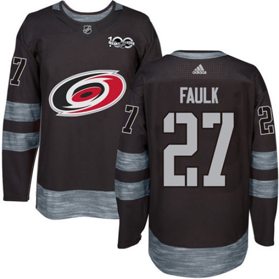 Men's Adidas Carolina Hurricanes #27 Justin Faulk Premier Black 1917-2017 100th Anniversary NHL Jersey - Ujersey