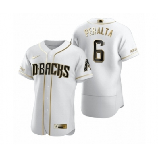 Men's Arizona Diamondbacks #6 David Peralta Nike White Authentic Golden Edition Jersey - Ujersey