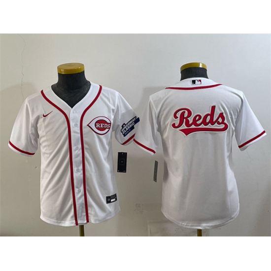 Youth Cincinnati Reds Team Big Logo White 2025 Speedway Classic Stitched Baseball Jersey - Ujersey