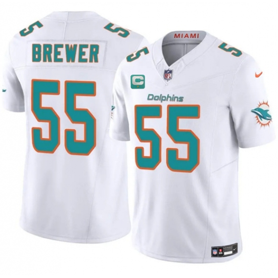 Men's Miami Dolphins #55 Aaron Brewer White 2025 F.U.S.E. With 1-Star C Vapor Limited Football Stitched Jersey