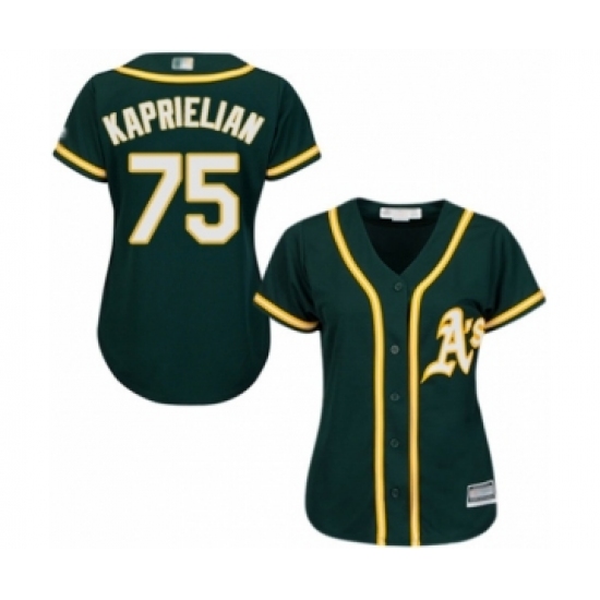 Women's Oakland Athletics #75 James Kaprielian Authentic Green Alternate 1 Cool Base Baseball Player Jersey - Ujersey
