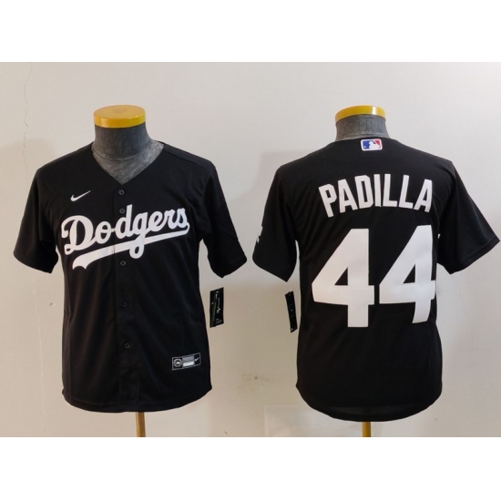Youth Los Angeles Dodgers #44 Vicente Padilla Black Cool Base Stitched Jersey - Ujersey