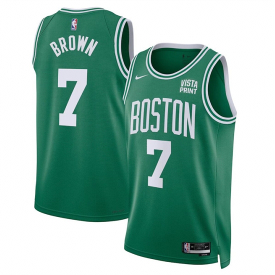Men's Boston Celtics #7 Jaylen Brown Green Icon Edition Stitched Basketball Jersey - Ujersey