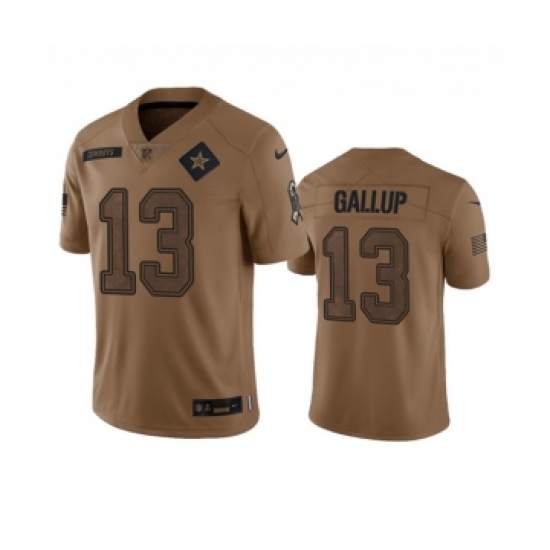 Men's Nike Dallas Cowboys #13 Michael Gallup 2023 Brown Salute To Service Limited Football Stitched Jersey - Ujersey