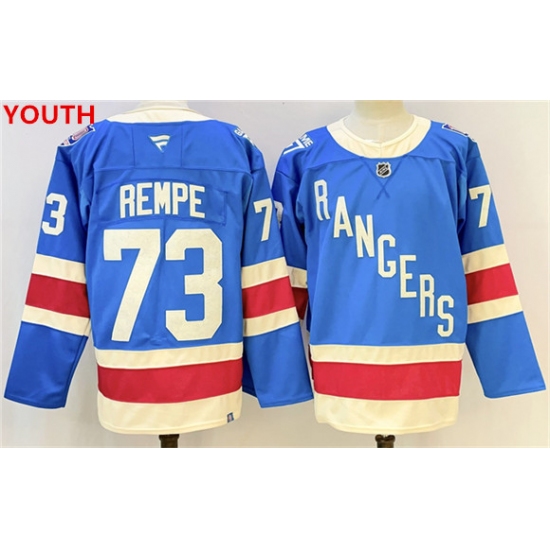 Youth new york rangers #73 matt rempe blue 2025 stitched hockey jersey - Ujersey