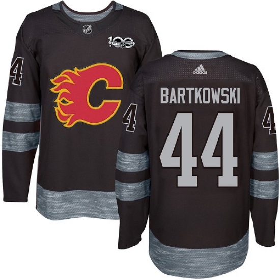 Men's Adidas Calgary Flames #44 Matt Bartkowski Authentic Black 1917-2017 100th Anniversary NHL Jersey - Ujersey