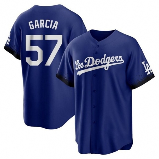 Men's Los Angeles Dodgers #57 Luis Garcia Royal City Connect Cool Base With Stitched Baseball Jersey - Ujersey