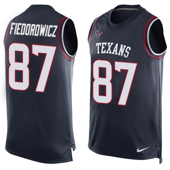 Men's Nike Houston Texans #87 C.J. Fiedorowicz Limited Navy Blue Player Name & Number Tank Top NFL Jersey - Ujersey