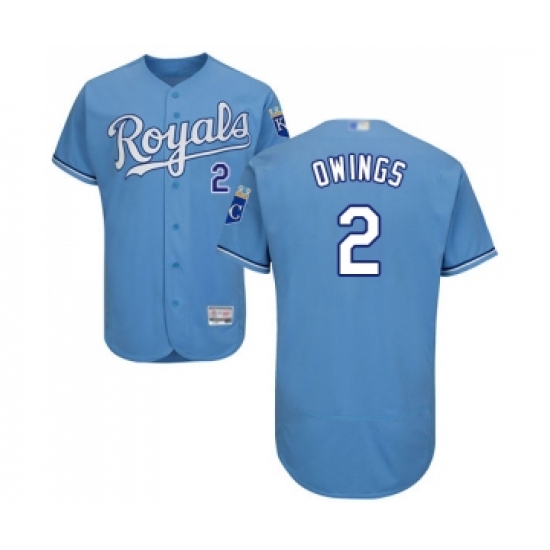Men's Kansas City Royals #2 Chris Owings Light Blue Alternate Flex Base Authentic Collection Baseball Jersey - Ujersey