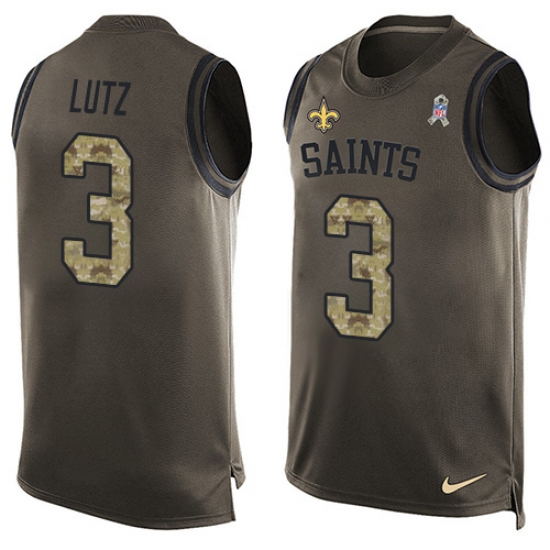 Men's Nike New Orleans Saints #3 Will Lutz Limited Green Salute to Service Tank Top NFL Jersey - Ujersey
