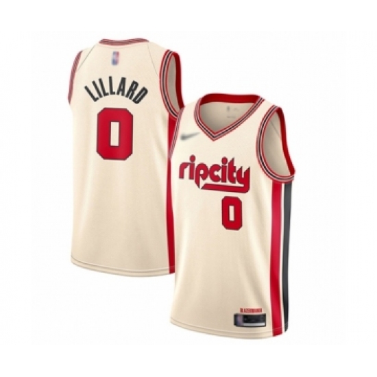 Women's Portland Trail Blazers #0 Damian Lillard Swingman Cream Basketball Jersey - 2019 20 City Edition - Ujersey