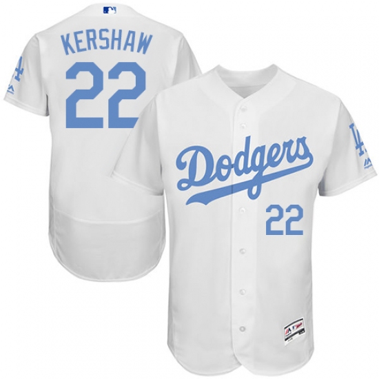Men's Majestic Los Angeles Dodgers #22 Clayton Kershaw Authentic White 2016 Father's Day Fashion Flex Base MLB Jersey - Ujersey