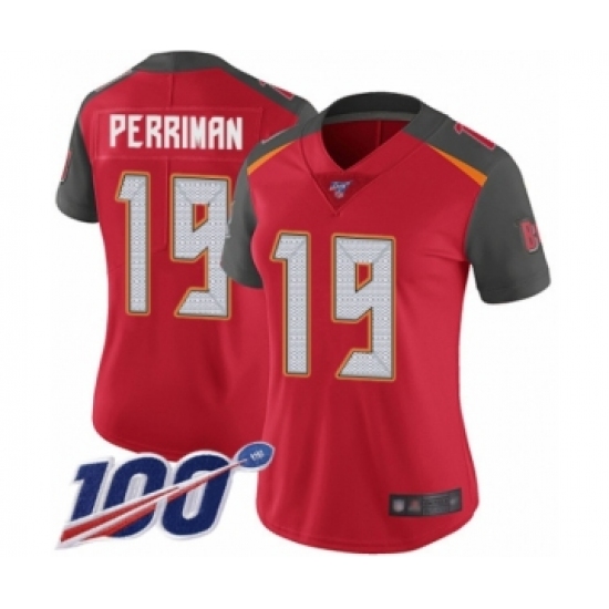 Women's Tampa Bay Buccaneers #19 Breshad Perriman Red Team Color Vapor Untouchable Limited Player 100th Season Football Jersey - Ujersey