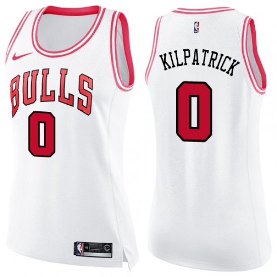 Women's Nike Chicago Bulls #0 Sean Kilpatrick Swingman White Pink Fashion NBA Jersey - Ujersey