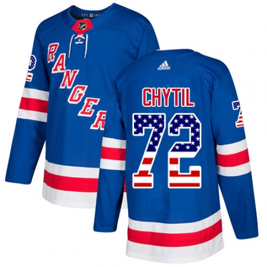 Men's Adidas New York Rangers #72 Filip Chytil Authentic Royal Blue USA Flag Fashion NHL Jersey - Ujersey