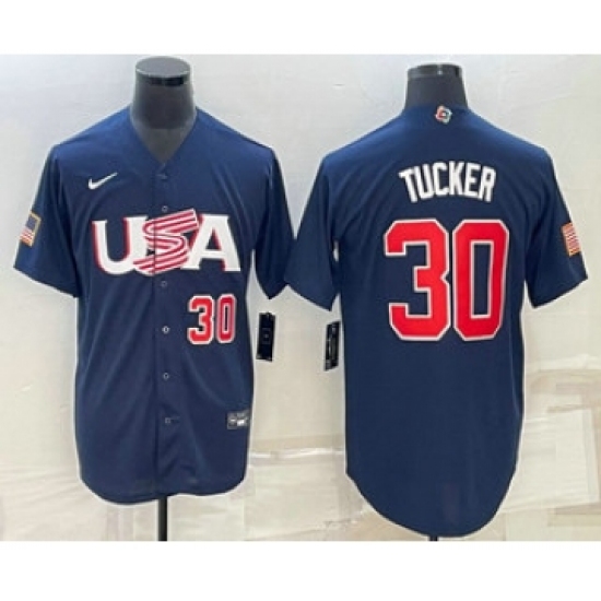 Men's USA Baseball #30 Kyle Tucker Number 2023 Navy World Baseball Classic Stitched Jerseys