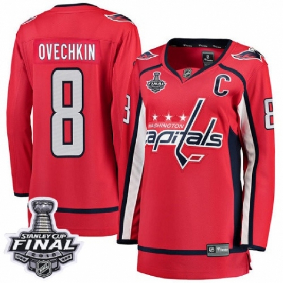 Women's Washington Capitals #8 Alex Ovechkin Fanatics Branded Red Home Breakaway 2018 Stanley Cup Final NHL Jersey - Ujersey