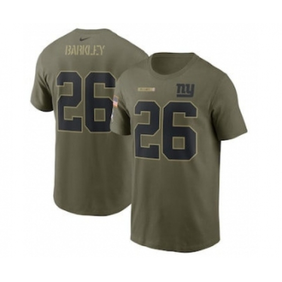 Men's New York Giants Saquon Barkley Football Camo 2021 Salute To Service Name & Number T-Shirt - Ujersey