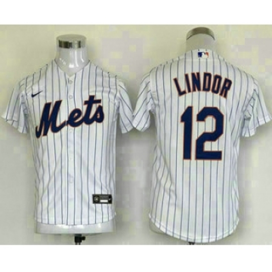 Youth New York Mets #12 Francisco Lindor White Stitched MLB Cool Base Nike Jersey - Ujersey