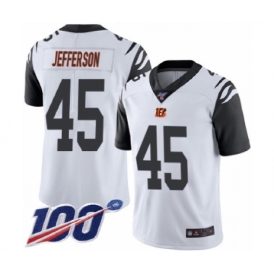 Men's Cincinnati Bengals #45 Malik Jefferson Limited White Rush Vapor Untouchable 100th Season Football Jersey - Ujersey