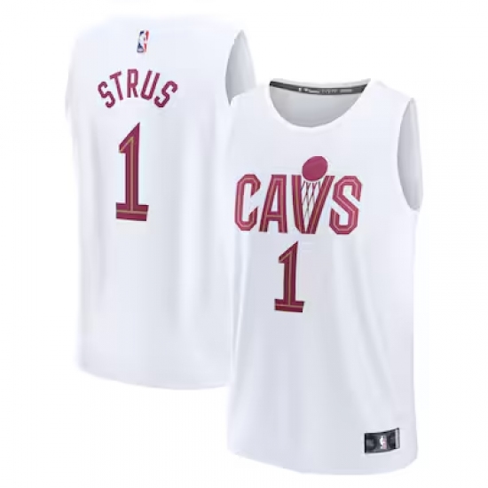 Men's Cleveland Cavaliers #1 Max Strus Fanatics White Fast Break Replica Player Jersey - Ujersey