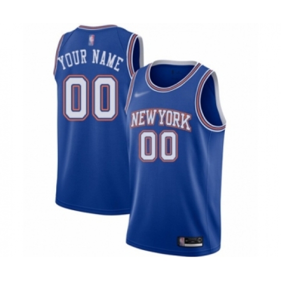 Youth New York Knicks Customized Authentic Blue Basketball Jersey - Statement Edition - Ujersey