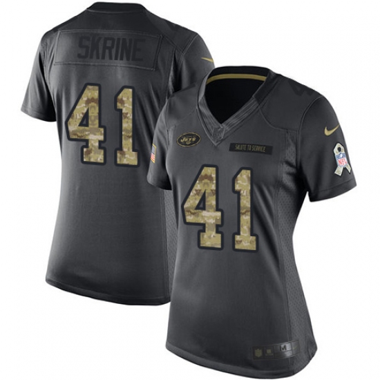 Women's Nike New York Jets #41 Buster Skrine Limited Black 2016 Salute to Service NFL Jersey - Ujersey