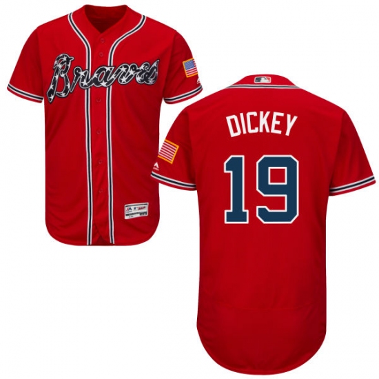 Men's Majestic Atlanta Braves #19 R.A. Dickey Red Flexbase Authentic Collection MLB Jersey - Ujersey