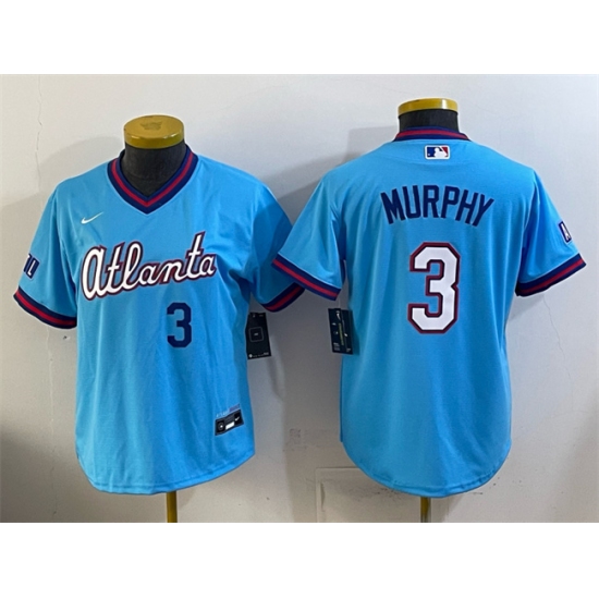 Women's Atlanta Braves #3 Dale Murphy Powder Blue 2026 City Connect Stadium Stitched Baseball Jersey(Run Small)