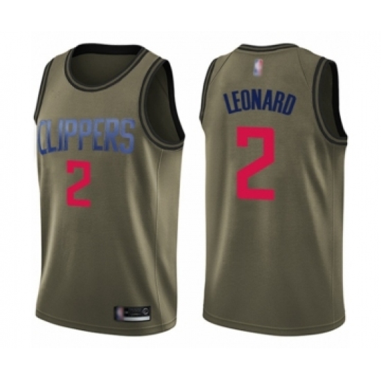 Youth Los Angeles Clippers #2 Kawhi Leonard Swingman Green Salute to Service Basketball Jersey