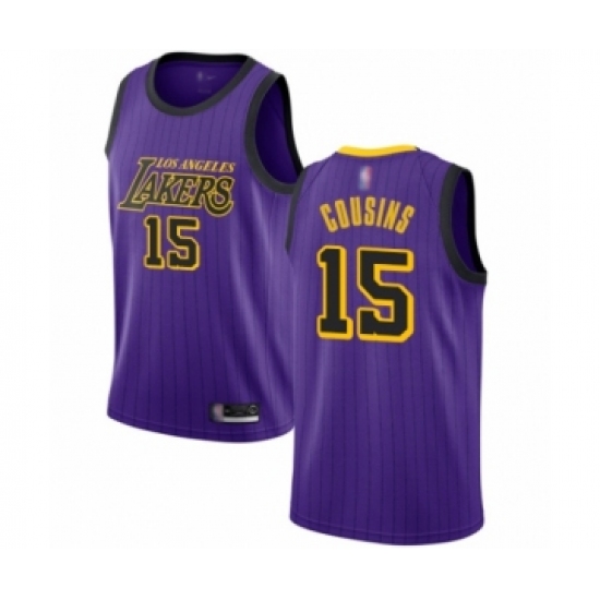 Youth Los Angeles Lakers #15 DeMarcus Cousins Swingman Purple Basketball Jersey - City Edition - Ujersey