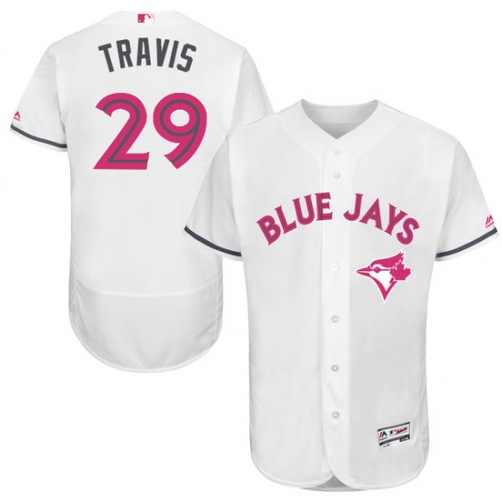 Men's Majestic Toronto Blue Jays #29 Devon Travis Authentic White 2016 Mother's Day Fashion Flex Base MLB Jersey - Ujersey