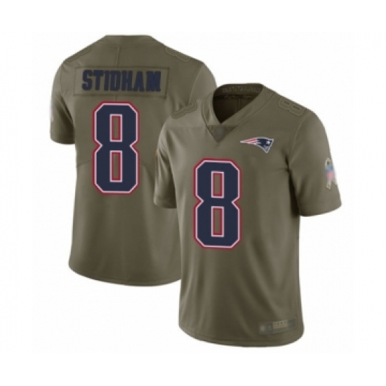 Men's New England Patriots #8 Jarrett Stidham Limited Olive 2017 Salute to Service Football Jersey - Ujersey
