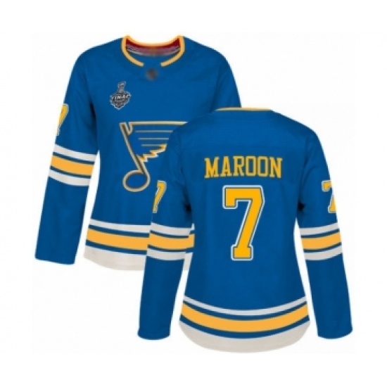 Women's St. Louis Blues #7 Patrick Maroon Authentic Navy Blue Alternate 2019 Stanley Cup Final Bound Hockey Jersey - Ujersey