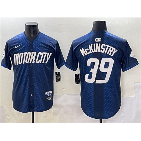 Men's Detroit Tigers #39 Zach McKinstry 2024 Navy City Connect Cool Base Limited Stitched Baseball Jersey - Ujersey