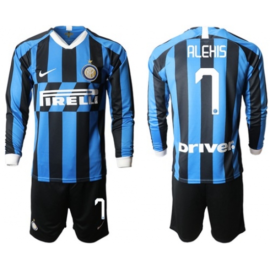 Inter Milan #7 Alexis Home Long Sleeves Soccer Club Jersey