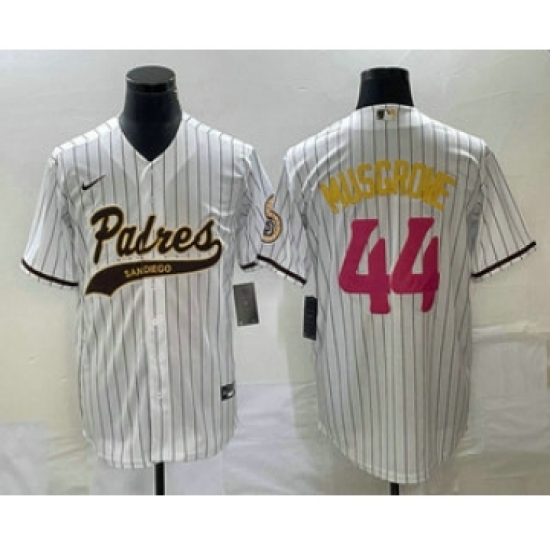 Men's San Diego Padres #44 Joe Musgrove White Pinstripe 2023 City Connect Cool Base Stitched Jersey 1 - Ujersey