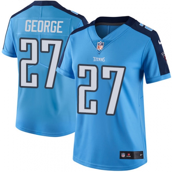 Women's Nike Tennessee Titans #27 Eddie George Limited Light Blue Rush Vapor Untouchable NFL Jersey - Ujersey