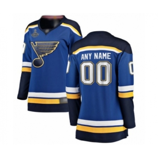 Women's St. Louis Blues Customized Fanatics Branded Royal Blue Home Breakaway 2019 Stanley Cup Champions Hockey Jersey - Ujersey