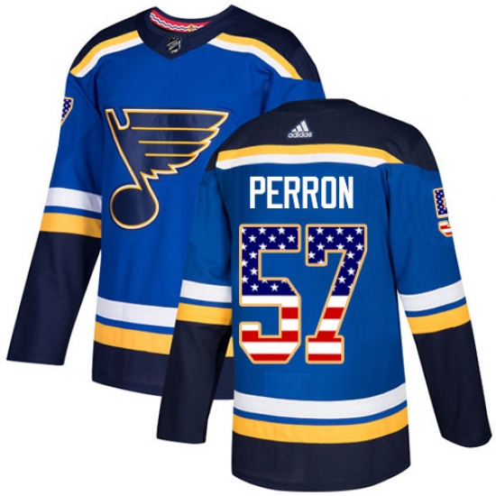 Youth Adidas St. Louis Blues #57 David Perron Authentic Blue USA Flag Fashion NHL Jersey - Ujersey